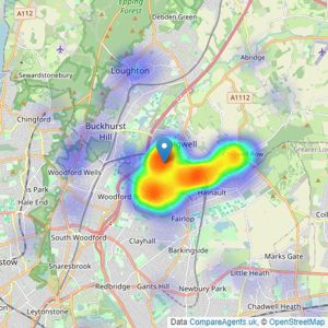 John Thoma Bespoke Estate Agency - Chigwell Branch listings heatmap