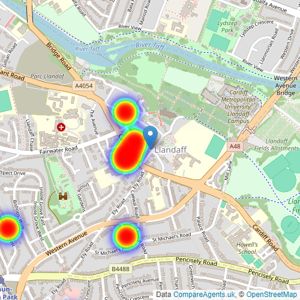 John Williams Land and Estates - Llandaff listings heatmap