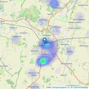 Johnsons Property Consultants - Evesham listings heatmap