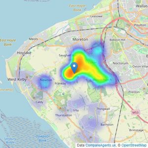 Jones & Chapman - Greasby listings heatmap