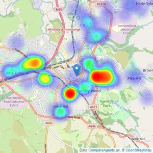 JonSimon Estate Agents - Burnley listings heatmap