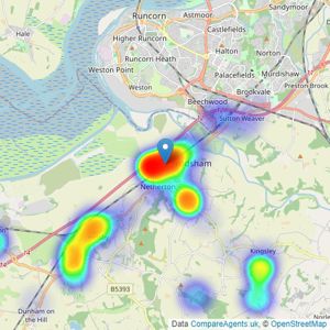 Jordan & Halstead - Frodsham listings heatmap