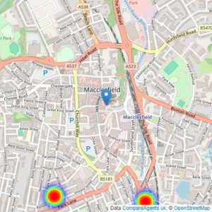 Jordan & Halstead - Macclesfield listings heatmap