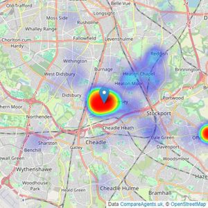 Joules Estate Agency - Heaton Mersey listings heatmap