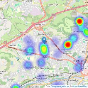 Jowett Chartered Surveyors - Huddersfield listings heatmap