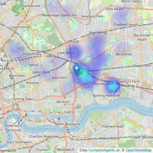 Just Moovin - Barking listings heatmap