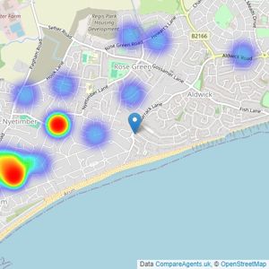 Just4Bungalows - Bognor Regis listings heatmap