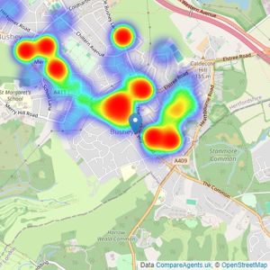 JW&Co - Bushey Heath - Sales listings heatmap