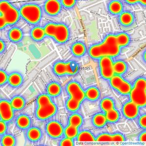 Karl Tatler Estate Agents - Moreton listings heatmap