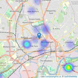 Katie Homes - Nottingham listings heatmap