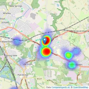 Kay Collins Sales - Lettings & Property Management LTD, Wigan listings heatmap