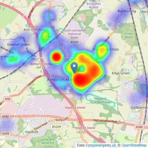 Kelrick Properties - Ashton-in-Makerfield listings heatmap