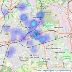 Kenyons Estate Agents - Carshalton listings heatmap