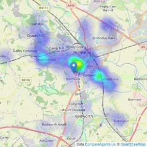 Key Estate Agents - Nuneaton listings heatmap