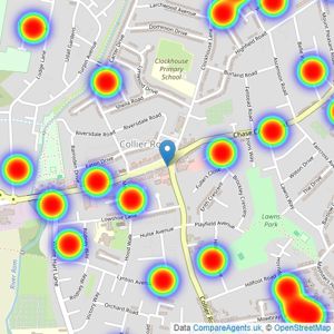 Keys & Lee - Romford listings heatmap