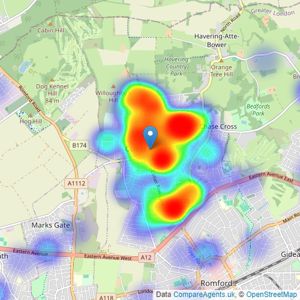 Keystones Property - Collier Row listings heatmap