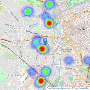 Keywest Estate Agents - Leicester listings heatmap