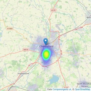 Kiln and Lodge Estates - Chelmsford listings heatmap