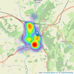 Kimberley's Estate Agents - Ledbury listings heatmap