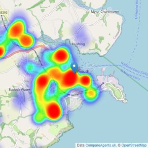 Kimberley's Independent Estate Agents - Falmouth listings heatmap