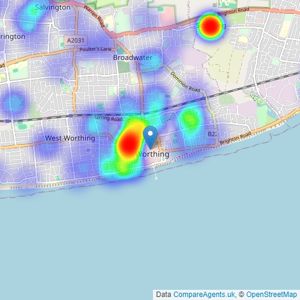 King & Chasemore - Worthing listings heatmap