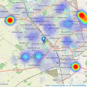 King Estate Agents - Milton Keynes listings heatmap