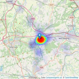 Kings Estate Agents - Borough Green listings heatmap