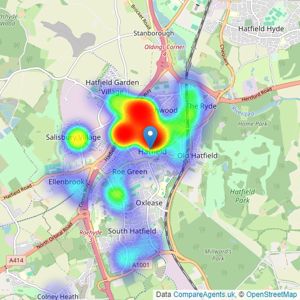 Kings - Hatfield listings heatmap