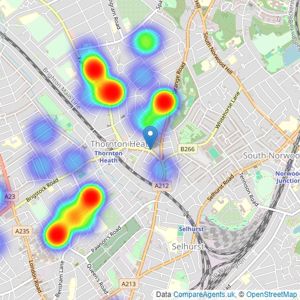 Kingsbury Estate Agents - Thornton Heath listings heatmap