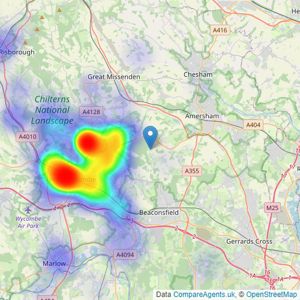 Kingshills Estate Agents South Buckinghamshire - Amersham listings heatmap