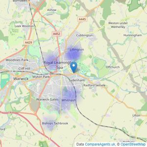 Kingsway Estate Agents - Covering Leamington Spa listings heatmap