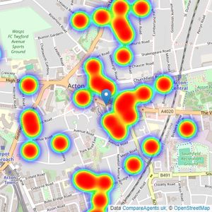 Kinleigh Folkard & Hayward - Sales - Acton listings heatmap