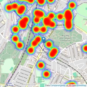 Kinleigh Folkard & Hayward - Sales - Brockley listings heatmap