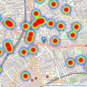 Kinleigh Folkard & Hayward - Sales - Camberwell listings heatmap