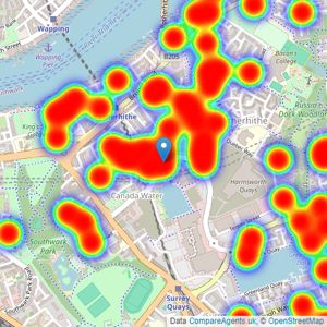 Kinleigh Folkard & Hayward - Sales - Canada Water listings heatmap