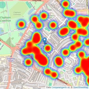 Kinleigh Folkard & Hayward - Sales - Clapham listings heatmap