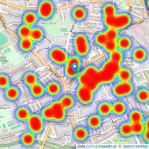 Kinleigh Folkard & Hayward - Sales - Crouch End listings heatmap