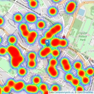 Kinleigh Folkard & Hayward - Sales - Crystal Palace listings heatmap