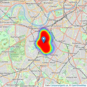 Kinleigh Folkard & Hayward - Sales - Earlsfield listings heatmap