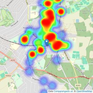 Kinleigh Folkard & Hayward - Sales - Hayes listings heatmap