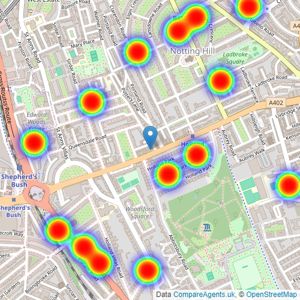 Kinleigh Folkard & Hayward - Sales - Holland Park listings heatmap