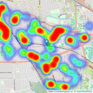 Kinleigh Folkard & Hayward - Sales - Lee listings heatmap