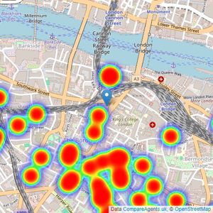 Kinleigh Folkard & Hayward - Sales - London Bridge listings heatmap