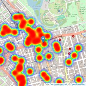 Kinleigh Folkard & Hayward - Sales - Marylebone listings heatmap