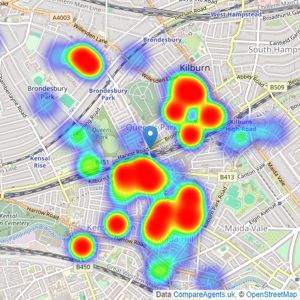 Kinleigh Folkard & Hayward - Sales - Queens Park listings heatmap