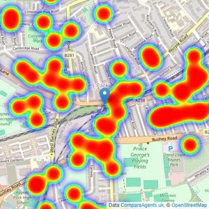 Kinleigh Folkard & Hayward - Sales - Raynes Park listings heatmap