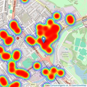 Kinleigh Folkard & Hayward - Sales - St John's Wood listings heatmap