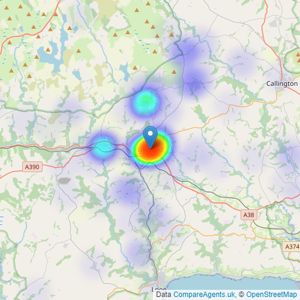 Kivells - Liskeard listings heatmap