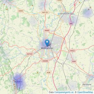 Knight Frank - Covering Worcestershire listings heatmap