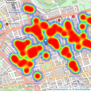 Knight Frank - Marylebone listings heatmap